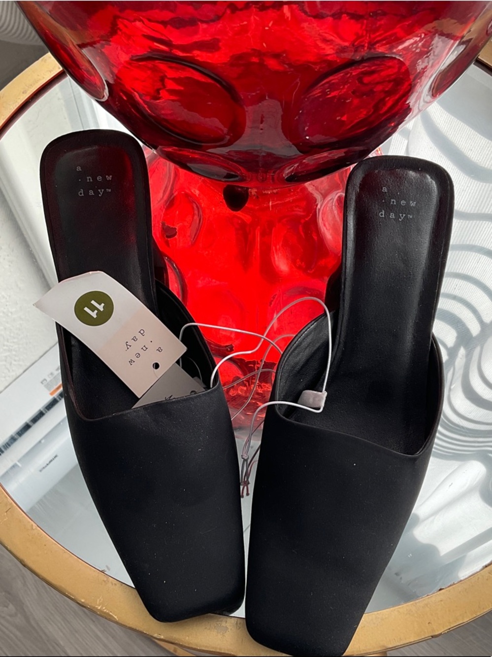 a new day Black Square-Toe Slip-On Mule